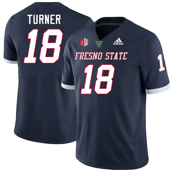 Fresno State Bulldogs #18 Brayden Turner College Football Jerseys Stitched-Navy